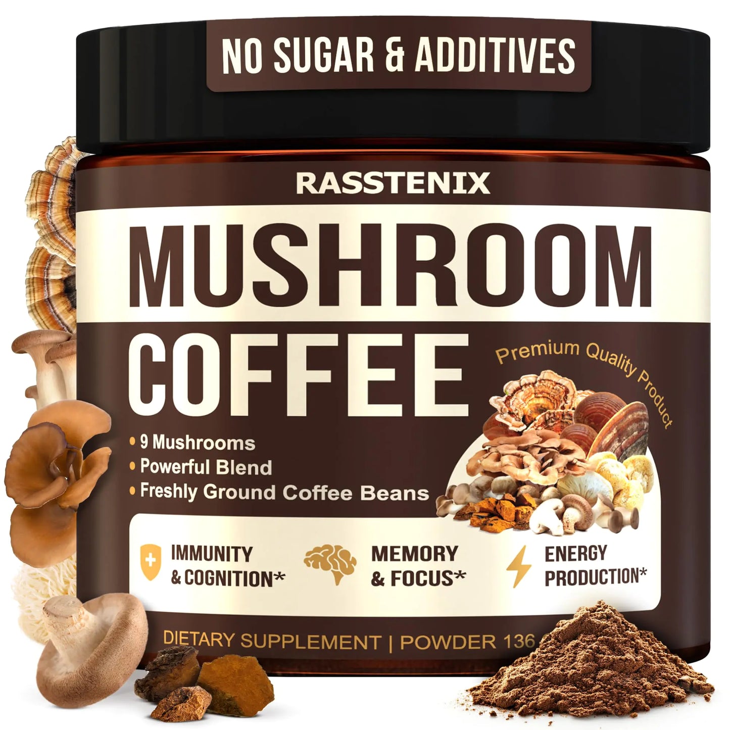 Rasstenix Mushroom Coffee Organic - 60 Servings