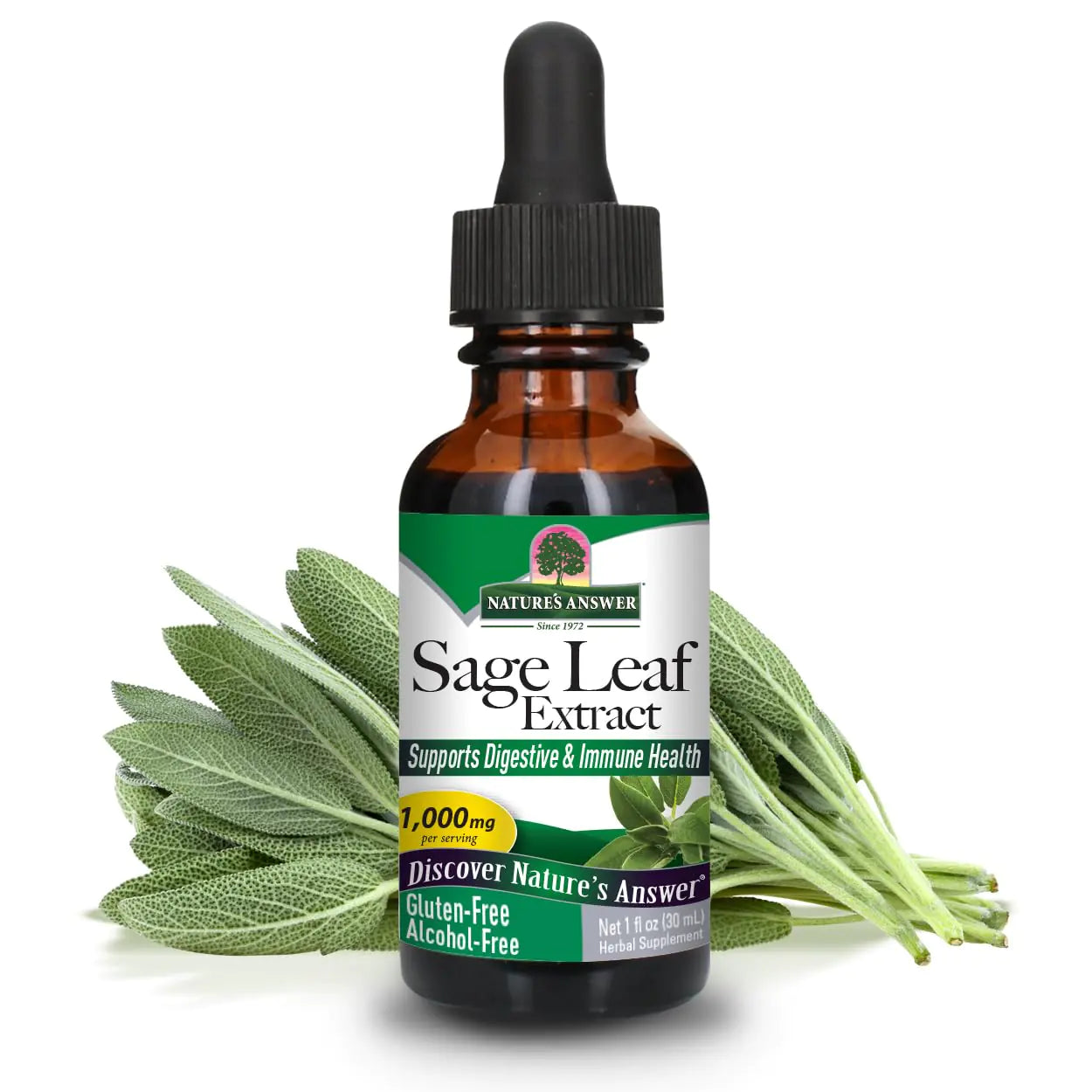 Natures Answer Alcohol Free Sage Leaf Supplement 1 Fluid Ounce