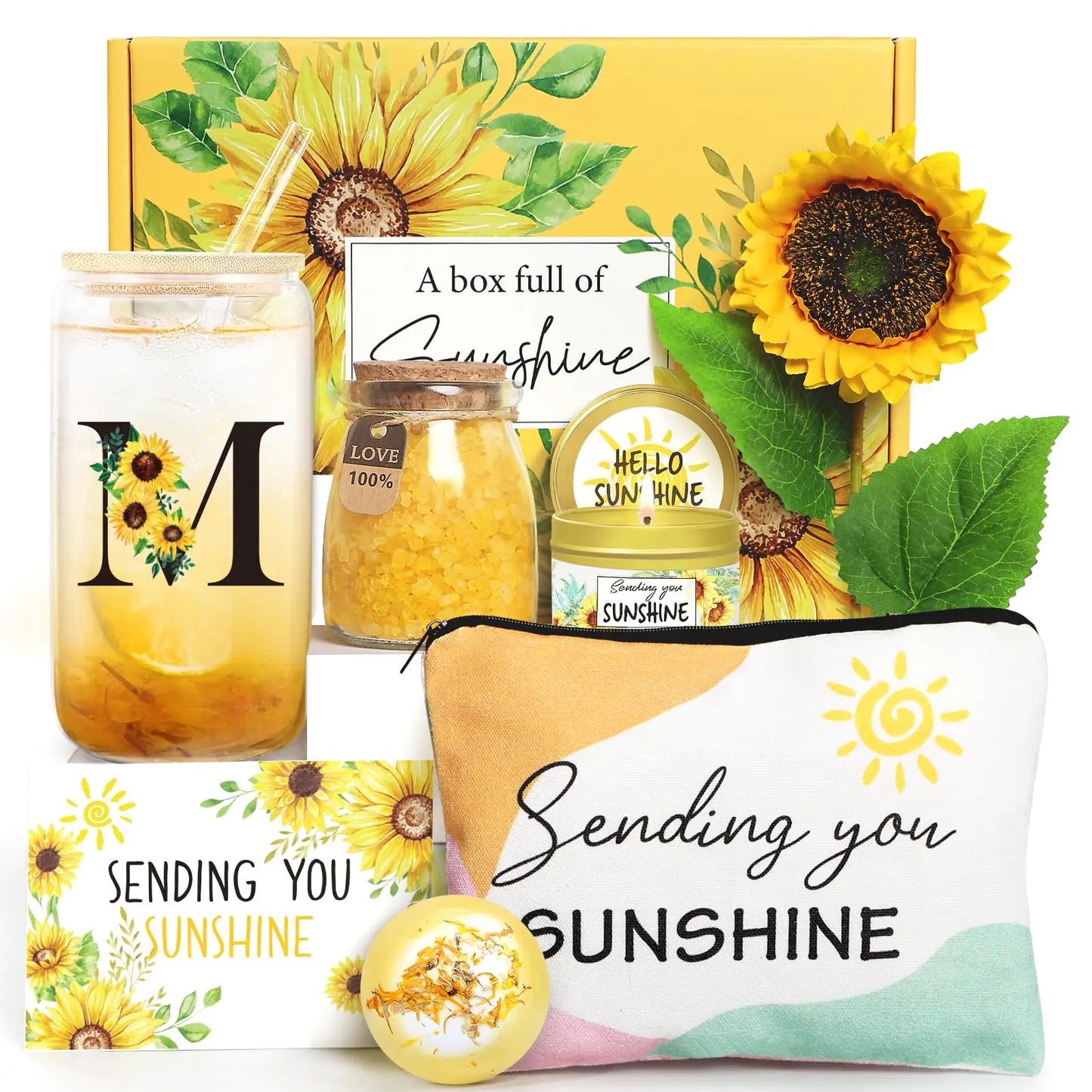 Sunflower "sending you sunshine" gift basket