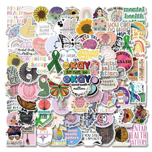 100PCS Mental Health Awareness Vinyl Waterproof Stickers